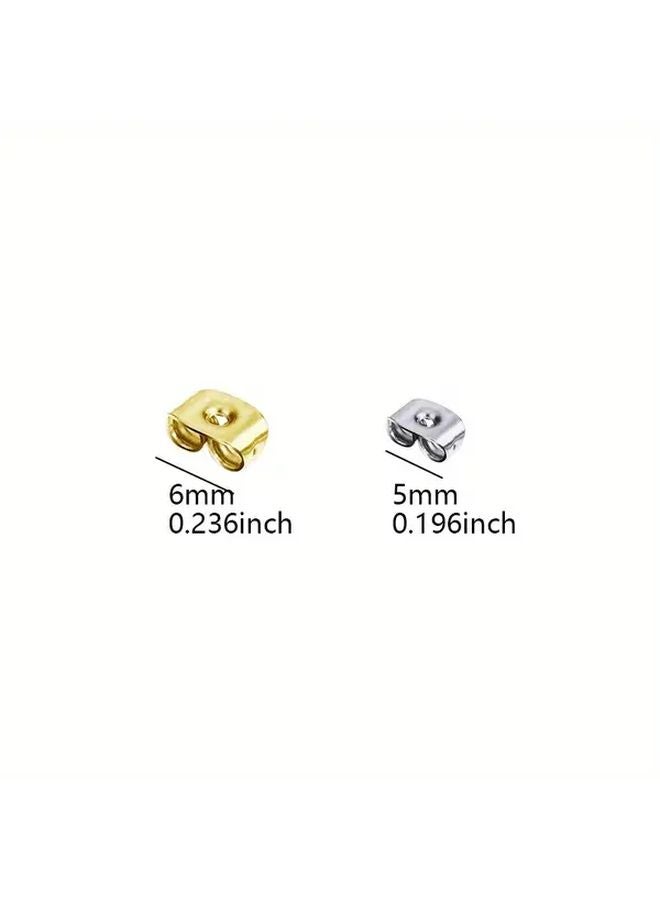 Golden Stainless Steel Ear Plugs 6mm 100pcs Jewelry Making Supplies - Image 4